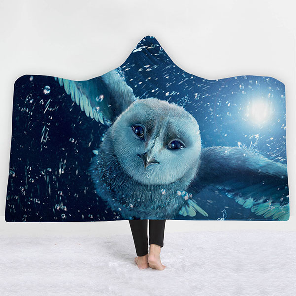 Owl Hooded 3D Anime Print Blanket