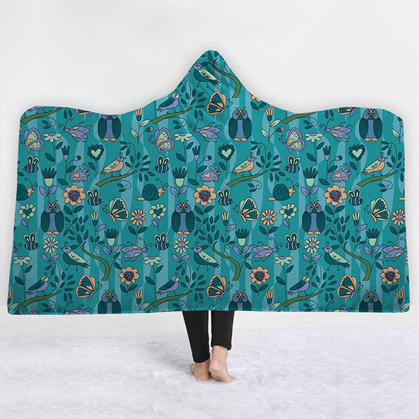 3D Anime Owl Hooded Blanket