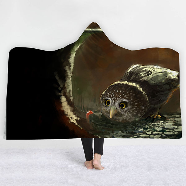 Owl Hooded Animal 3D Style Blanket 