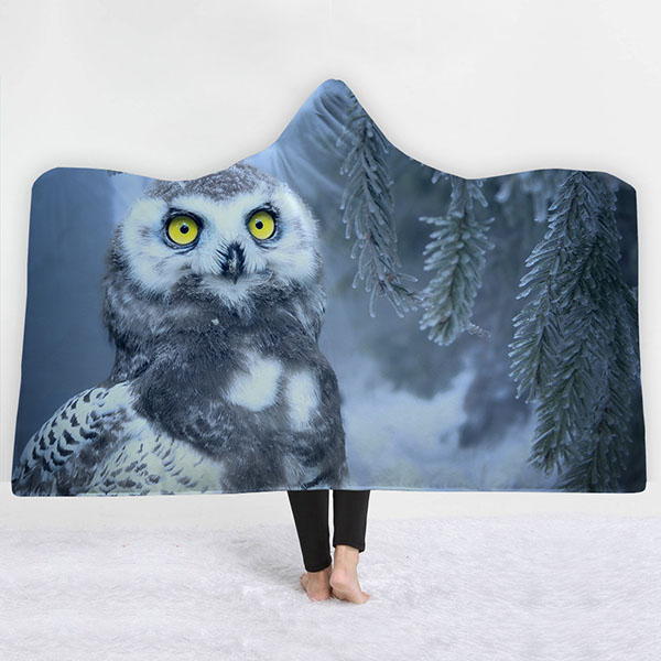 3D Style Owl Hooded Blanket