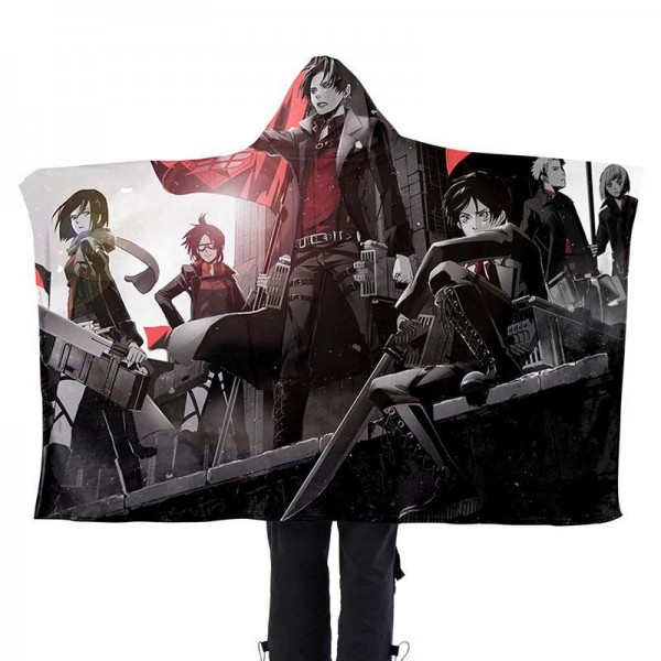 Anime Printint Attack On Titan Hooded Blanket
