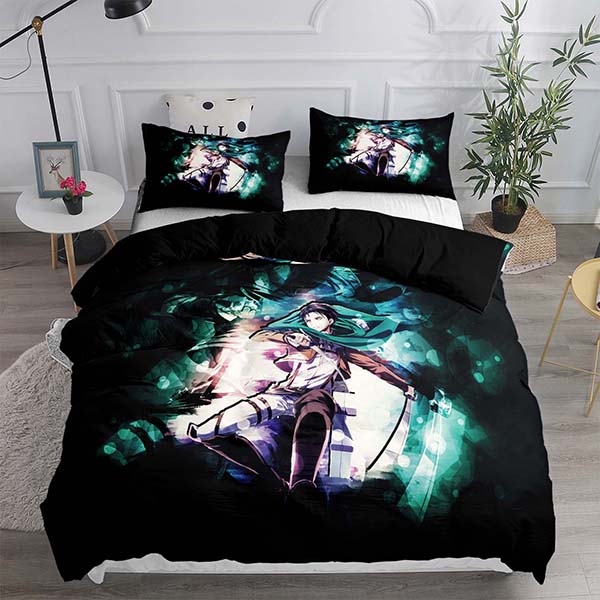 Attack On Titan Bed Set Anime Print Comforter 