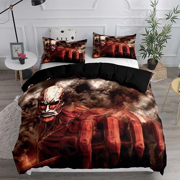 Anime Print Comforter Attack On Titan Bed Sheets 