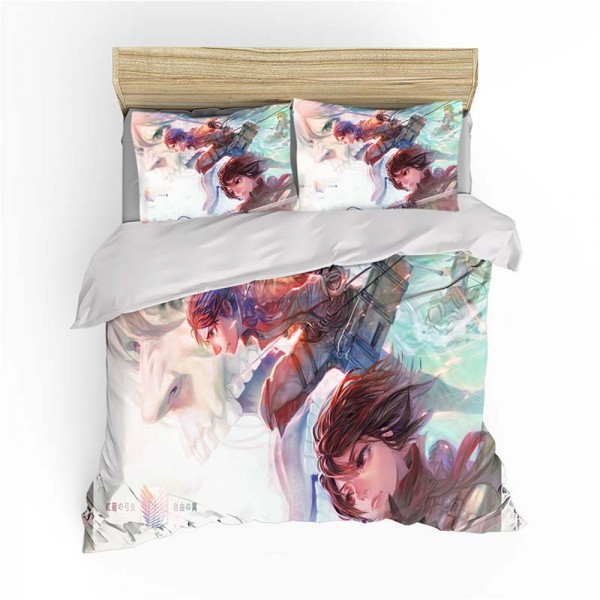 Anime Print 3D Style Attack On Titan Bed Set 