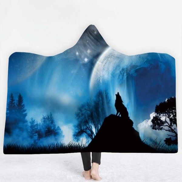 Wolf Hooded 3D Style Blanket