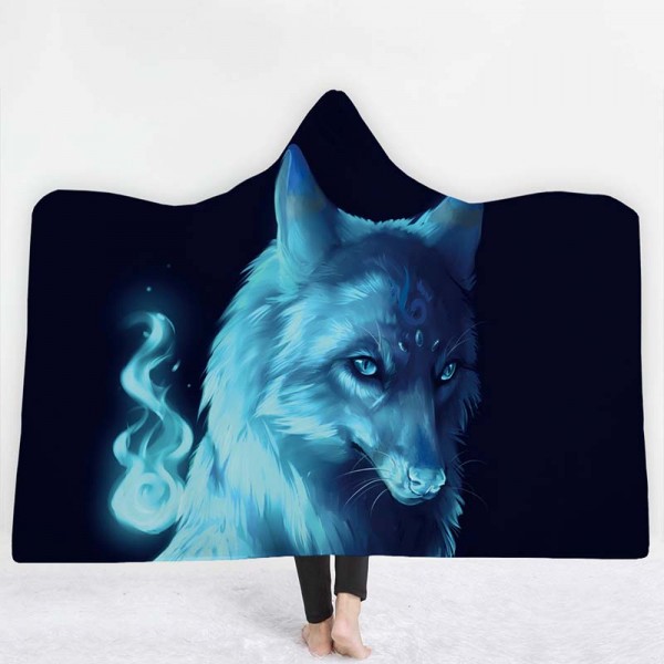 Wolf Hooded Blanket 3D Style 