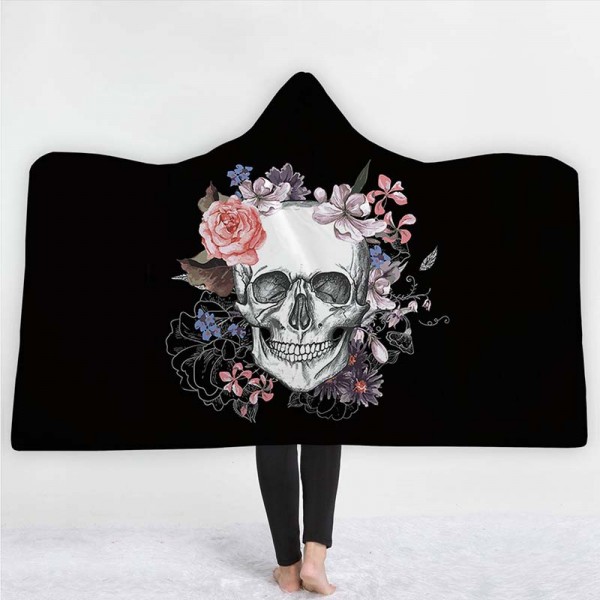 3D Style Skull Hooded Blanket