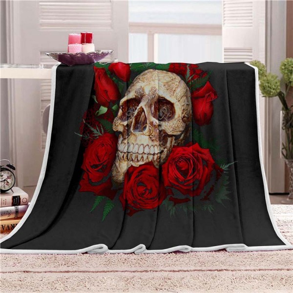 3D Style Print Soft Skull Blanket  