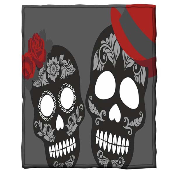 Skull Printing 3D Style Day Of The Dead Throw Blanket