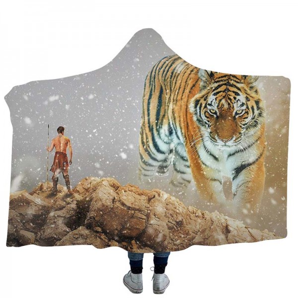 Tiger 3D Style Anime Print Throw Blanket 