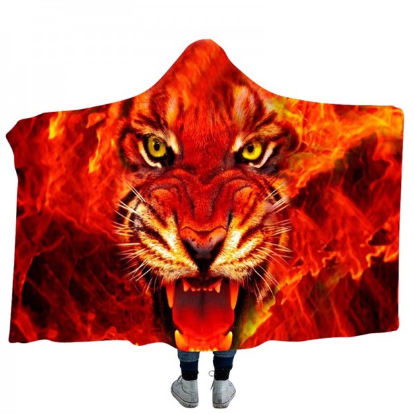 3D Anime Tiger Print Blanket   