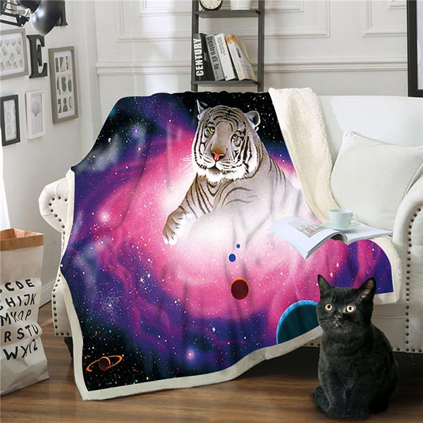 Tiger Print 3D Style Throw Blanket  