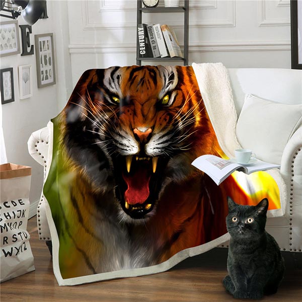 Tiger 3D Style Anime Throw Blanket 