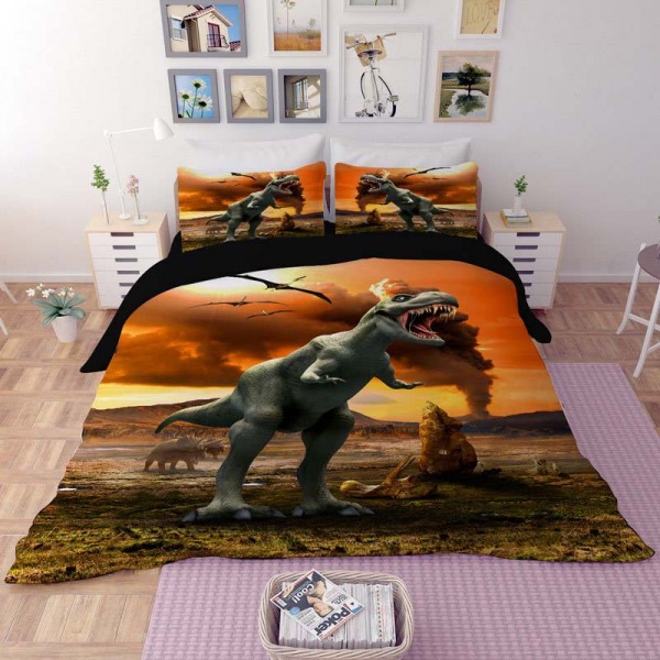 Dinosaur Duvet Cover Three Pieces Bedding Set