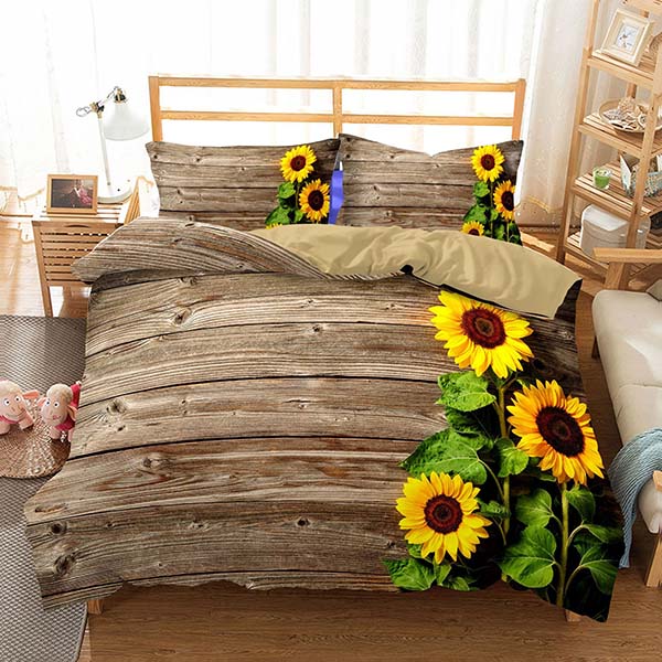Print Comforter Set Sunflower Bedding
