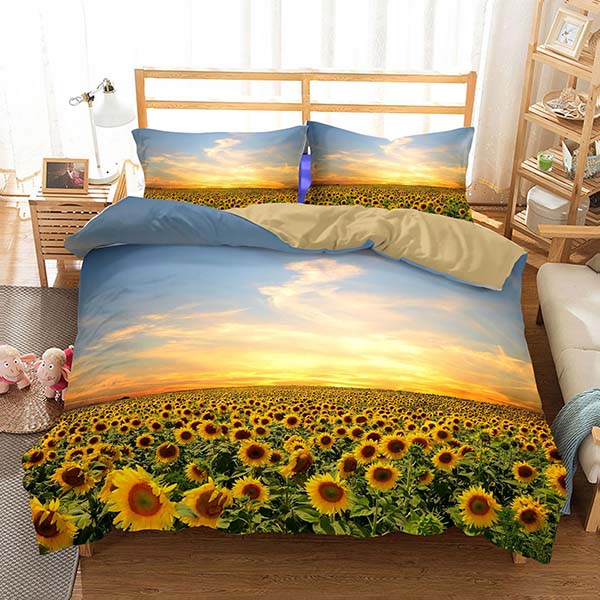 3D Style Sunflower Bed Set 