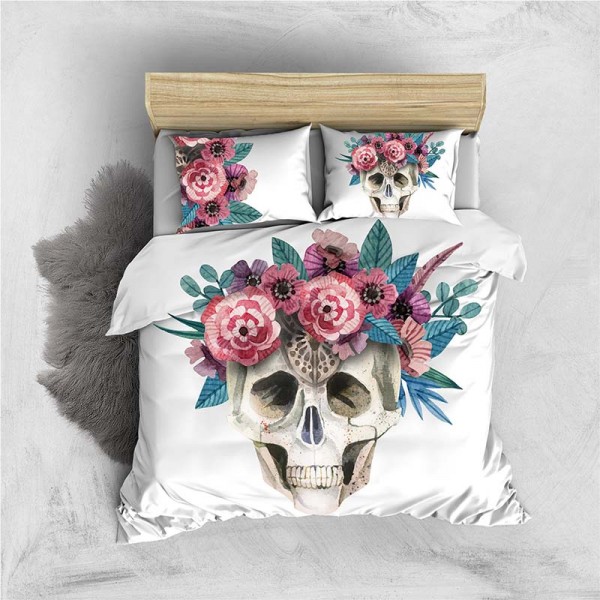 3D skull duvet cover with pillowcase