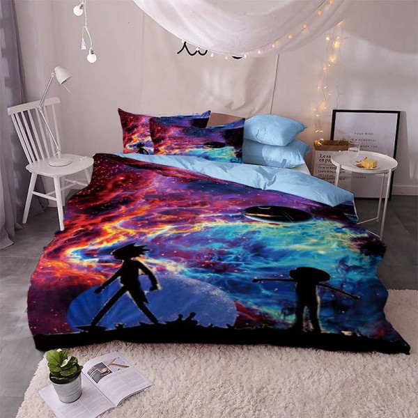 3D Style Rick And Morty Comforter Set
