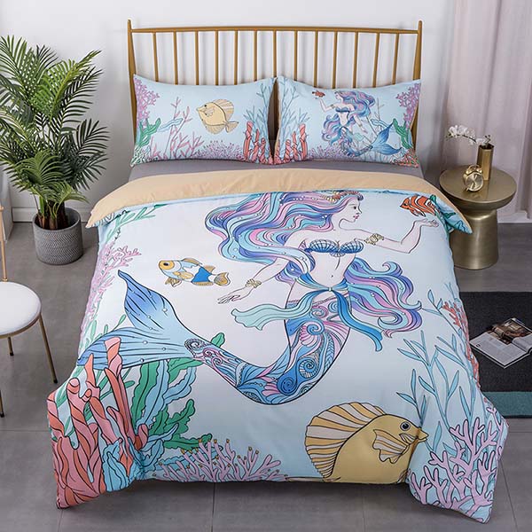 3D Print Mermaid Sheet Comforter Set 