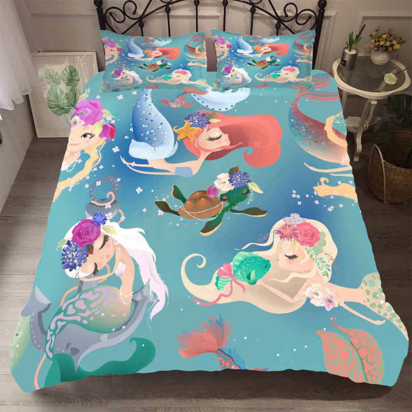 3D Style Mermaid Comforter Set Cartoon Bedding