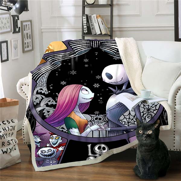 3D Style Jack And Sally Throw Blanke