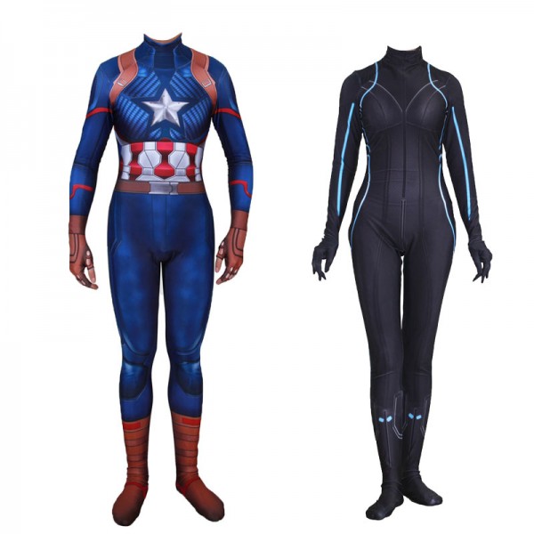 The Avengers Costumes Captain America Steve Rogers and Black Widow Couple Cosplay costume