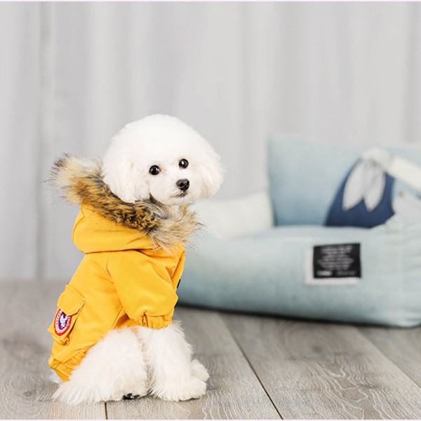 Dog and Cat Yellow Winter Hooded Jacket