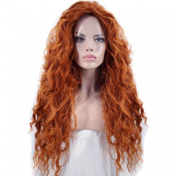 Animated movie Brave protagonist Merida brown long curly hair wig