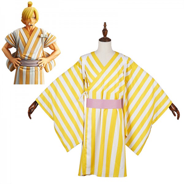 Anime ONEPIECE Vinsmoke Sanji cosplay costume Kimono set