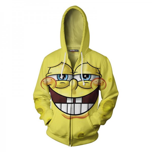 spongebob sweatshirt yellow zip up hoodie for men and women