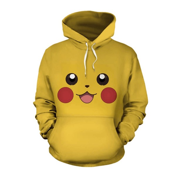 unisex adult cute pikachu hoodie yellow pullover sweatshirt