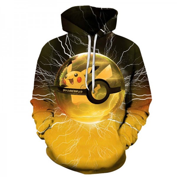 black unisex cute pikachu hoodie for adult