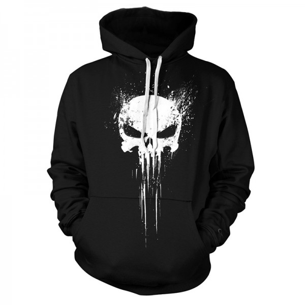 punisher skull sweatshirt adult men black pullover hoodie