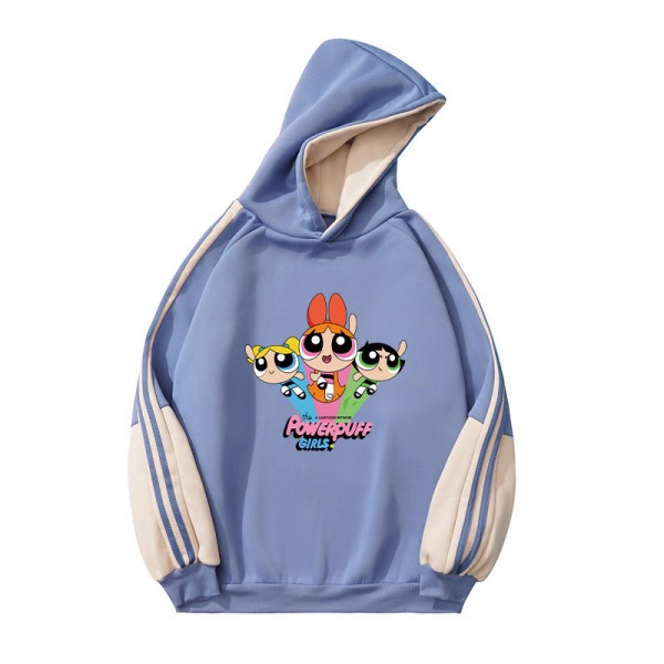 Puls size adult blue and black powerpuff girls hoodie