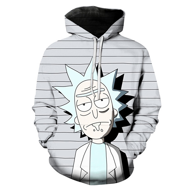white and black rick and morty hoodie for men and boys