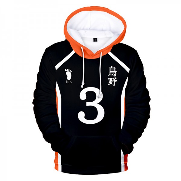 3D style black and white haikyuu hoodies