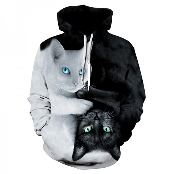 adult 3d printing anime sweatshirt black cat hoodie