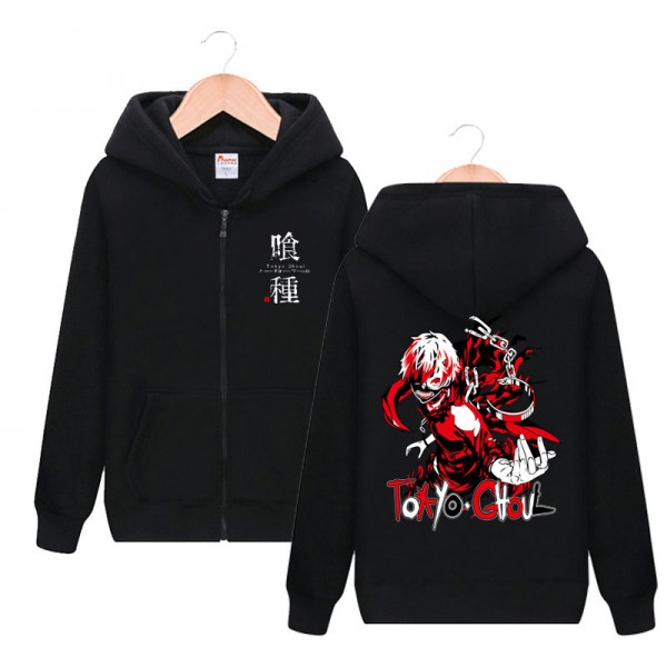 tokyo ghoul hooded sweatshirt black zip up hoodie 