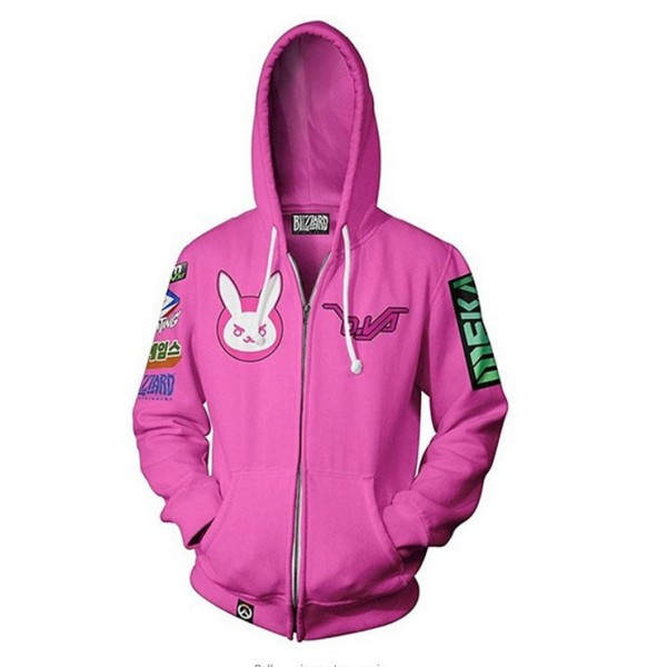pink and black adult overwatch hoodie unisex zippr sweatshirt
