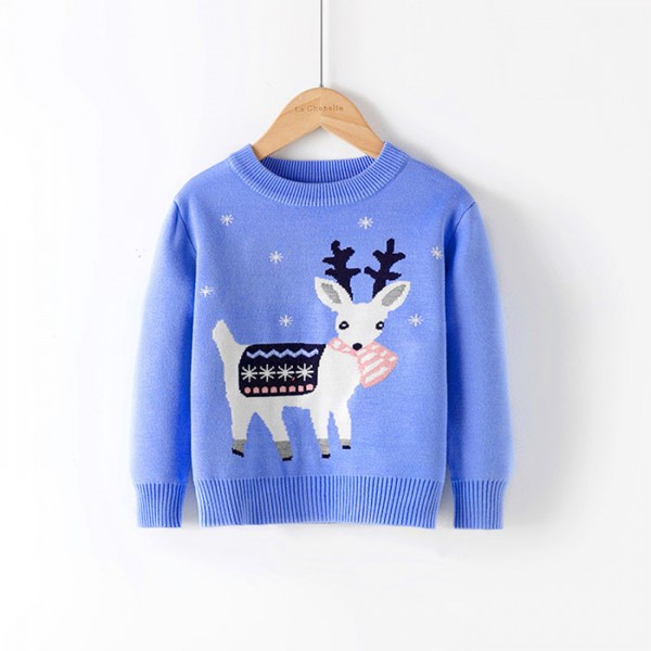 blue cute ugly christmas sweater for kids