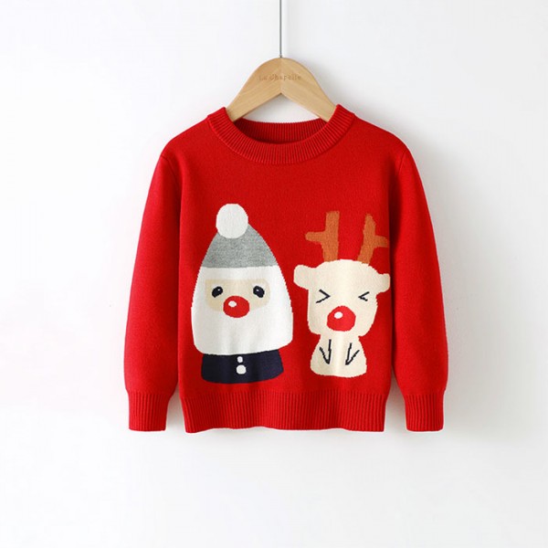 blue cute ugly santa and rudolph sweater for boys and girls