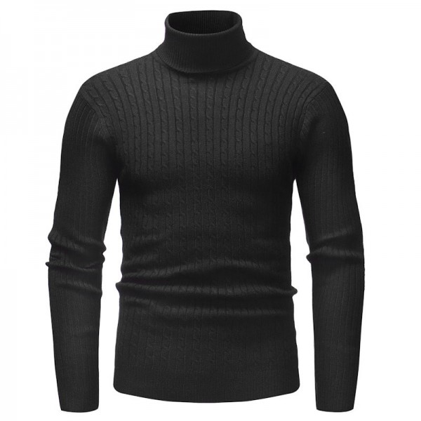 black mens turtleneck pollover sweater