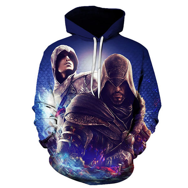 black assassin's creed hoodie adult pullover sweatshirt 3D style