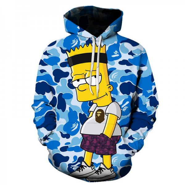 anime bart simpson hoodies adult camo sweatshirt