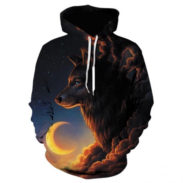 3D style galaxy wolf hoodie for men