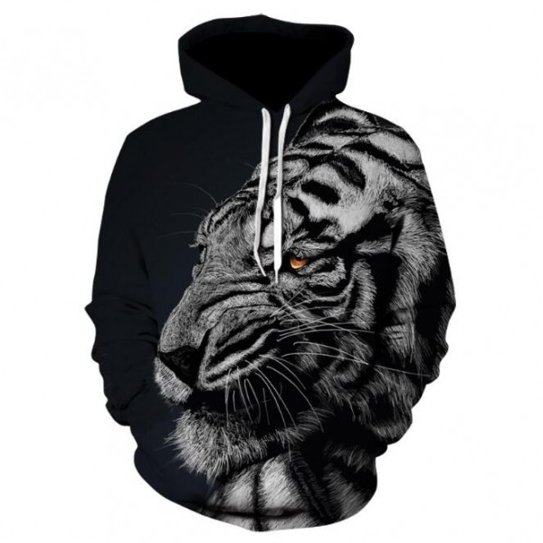 black pullover sweatshirt tiger hoodie for men