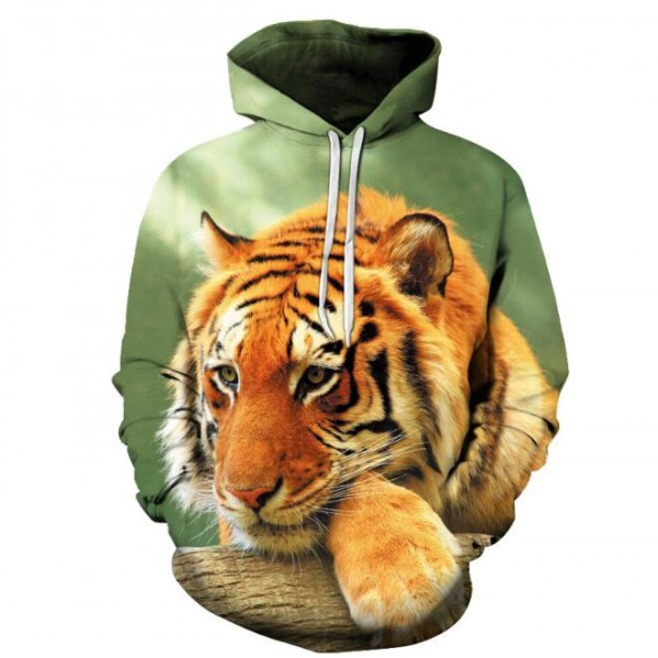 3D printing cute tiger pullover hoodie adult sweatshirt