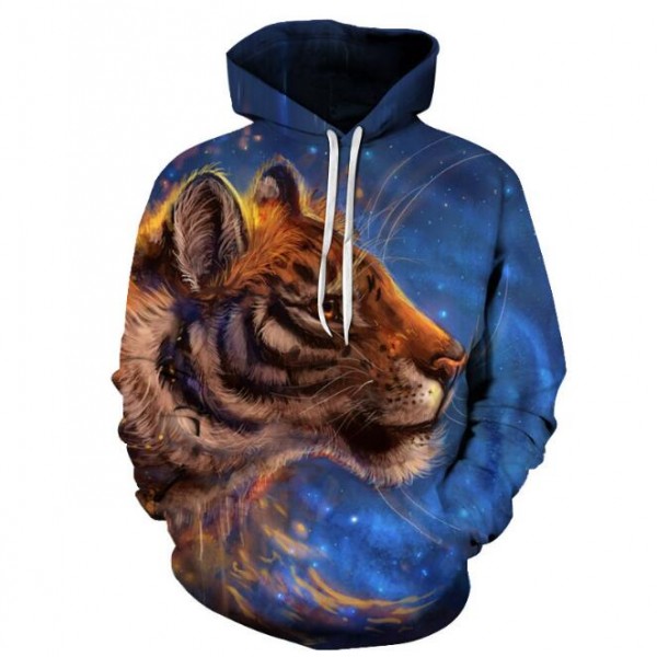 adult tiger sweetshirt blue hoodie for men