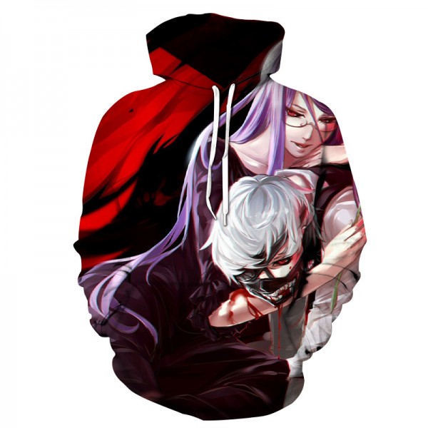 2020 new hot anime Tokyo Ghoul Funny 3D printing style Ken Kaneki Unisex adult hoodie sweater sweatshirt