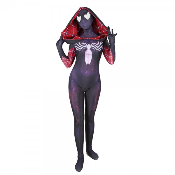 halloween Lycra 3D digital printing women venom purple cloak spiderman tights cosplays adults kids clothing